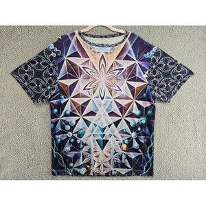 Vision Lab Shirt Art Tee Mens Large STRETCH AOP Krystleyez Psychedelic VERY RARE